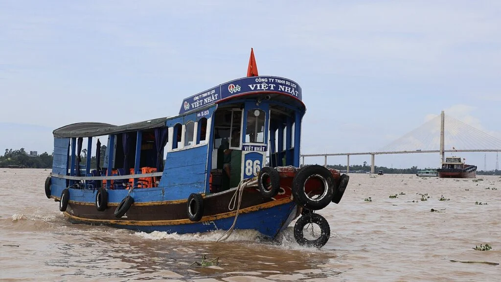 Fähre auf dem Mekong bei My Tho